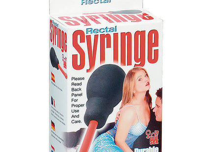 Schwarze und rote rektalreinigungsbirne aus silikon von seven creations in verpackung