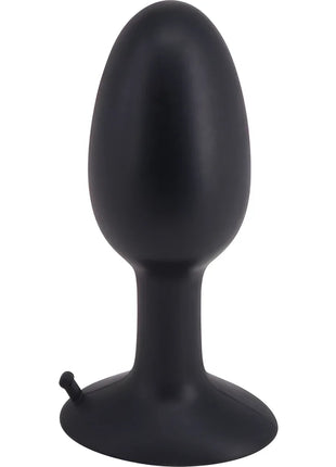 Schwarzer silikon analplug mit abgerundetem kopf und stabilem basis von seven creations roll play mittlerer silikonstecker