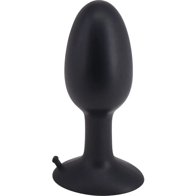 Schwarzer silikon analplug mit abgerundetem kopf und stabilem basis von seven creations roll play mittlerer silikonstecker