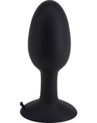 Schwarzer silikon analplug mit glattem rundkopf und verbreiterter basis von seven creations roll play plug silikon gross