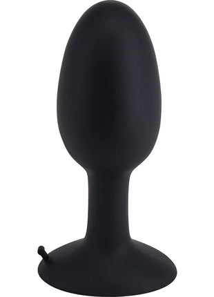 Schwarzer silikon analplug mit glattem rundkopf und verbreiterter basis von seven creations roll play plug silikon gross