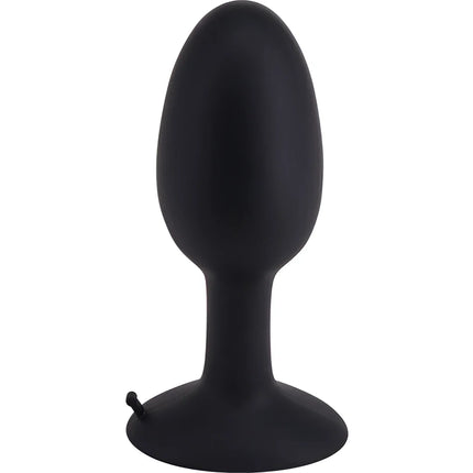 Schwarzer silikon analplug mit glattem rundkopf und verbreiterter basis von seven creations roll play plug silikon gross