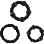Schwarzer silikon penisring mit gleichmäßig verteilten kugelperlen von seven creations set aus drei ringe