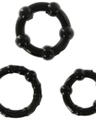 Schwarzer silikon penisring mit gleichmäßig verteilten kugelperlen von seven creations set aus drei ringe