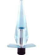 Klarer blauer kunststoff analplug mit schwarzer basis und silberner metallkomponente von seven creations superkompakter analplug-vibrator