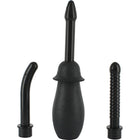 Schwarzes anal-duschset aus gummi mit drei austauschbaren aufsätzen von seven creations für unisex reinigung