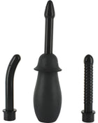 Schwarzes anal-duschset aus gummi mit drei austauschbaren aufsätzen von seven creations für unisex reinigung