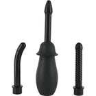 Schwarzes anal-duschset aus gummi mit drei austauschbaren aufsätzen von seven creations für unisex reinigung
