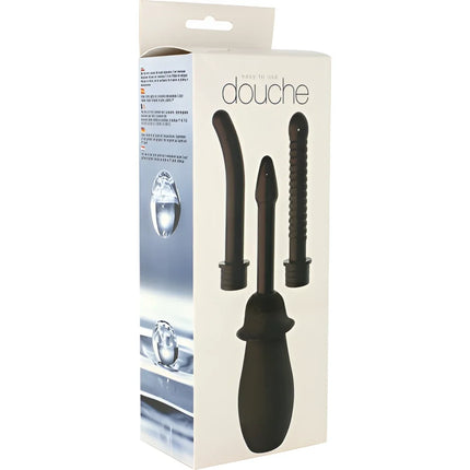 Schwarzes silikon douchen set in weißer verpackung von seven creations unisex anal reinigungsset