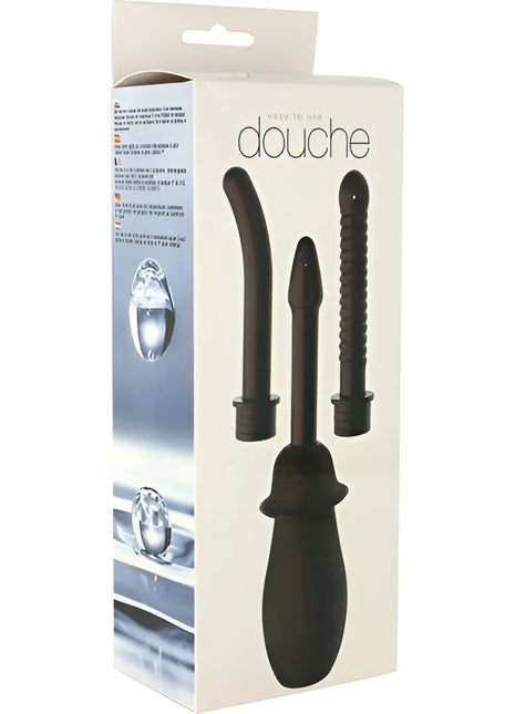 Schwarzes silikon douchen set in weißer verpackung von seven creations unisex anal reinigungsset