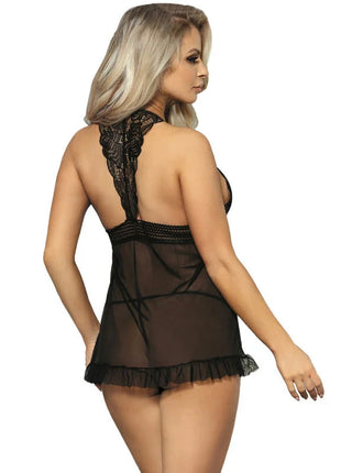 Sexy Eleganz: Offenes Babydoll in Schwarz - Babydoll