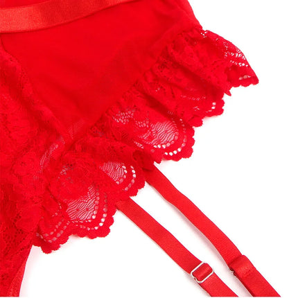 SEXY SLIM LACE GARTER LEG RING BODY - Bodys