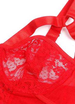 SEXY SLIM LACE GARTER LEG RING BODY - Bodys