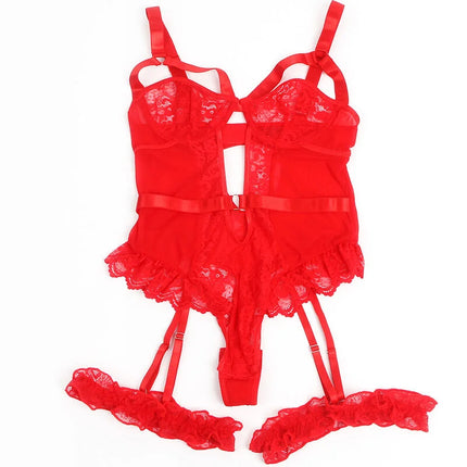 SEXY SLIM LACE GARTER LEG RING BODY - Bodys