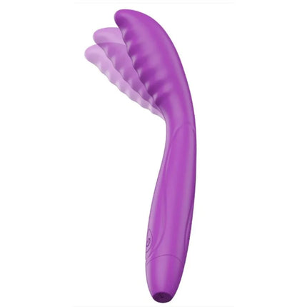 She.e.o g-punkt-vibrator in lila aus silikon mit gebogenem griff und drei welligen köpfen für gezielte innere stimulation