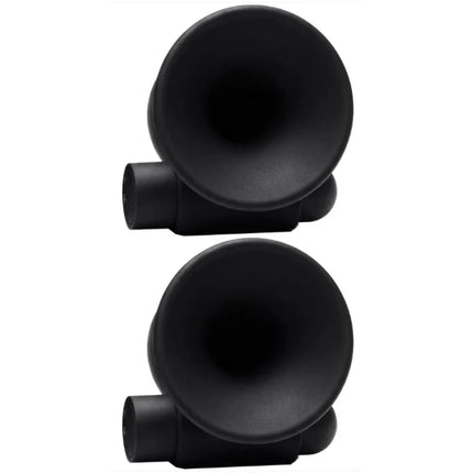 Schwarze hornförmige lufttrompeten mit mattem finish und zylindrischer basis usb aufladbar für verschiedene modi
