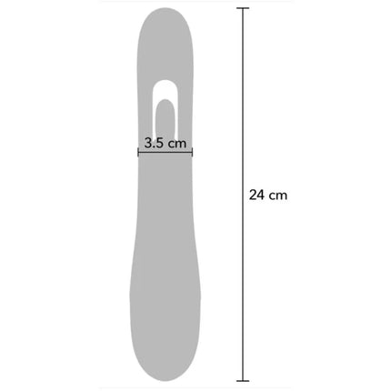 Grauer plastikgriff rabbit-vibrator mit finger motion in lila 24 cm lang 3,5 cm ovaler kopf für fingerähnliche g-punkt-bewegungen