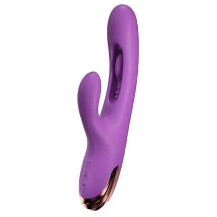 Lila silikon rabbit-vibrator mit finger motion und roségold akzent für fingerähnliche g-punkt-bewegungen