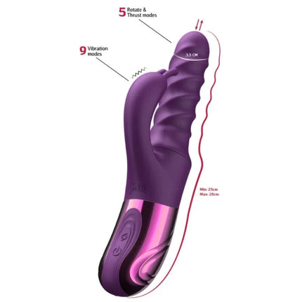 She.e.o rabbit-vibrator in lila aus silikon mit swirl-bewegung für äußere stimulation und texturiertem griff