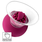 Magenta silikon rotierende pumpe für brustwarzen und klitoris mit klarem glasbehälter und herzförmigem einsatz