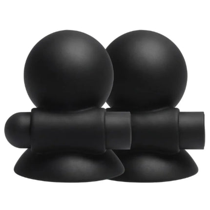 Schwarze matte kugelhitchbälle mit zylindrischem verbinder und saugfuß für wiederaaufladbares vibrations-nippel-sauggel von she.e.o