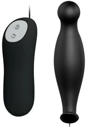 SILIKON ANALPLUG 12 VIBRATIONSMODI - SCHWARZ - Analplug