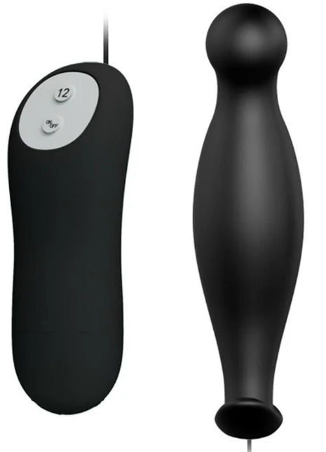 SILIKON ANALPLUG 12 VIBRATIONSMODI - SCHWARZ - Analplug