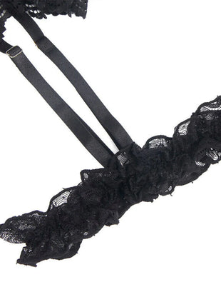 Sinnlicher Body mit Spitze & Strumpfbändern - Schwarz - Bodys