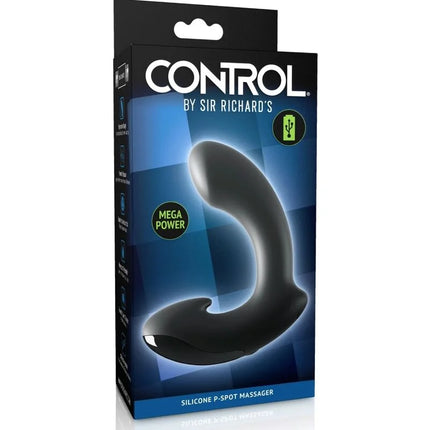 Schwarzer silikon p-punkt-prostatamassager von sir richards mit usb-ladefunktion und geschwungener form für intensive stimulation