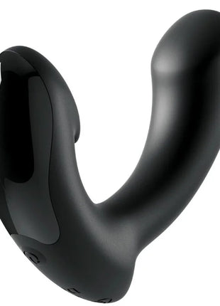Sir richards p-punkt-prostatamassager aus schwarzem silikon mit glänzendem, ergonomischem design und glatten kurven