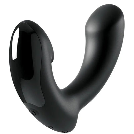 Sir richards p-punkt-prostatamassager aus schwarzem silikon mit glänzendem, ergonomischem design und glatten kurven