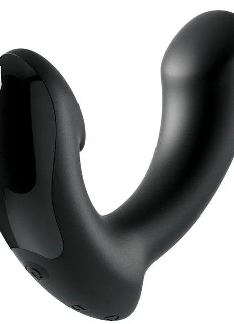 Sir richards p-punkt-prostatamassager aus schwarzem silikon mit glänzendem, ergonomischem design und glatten kurven