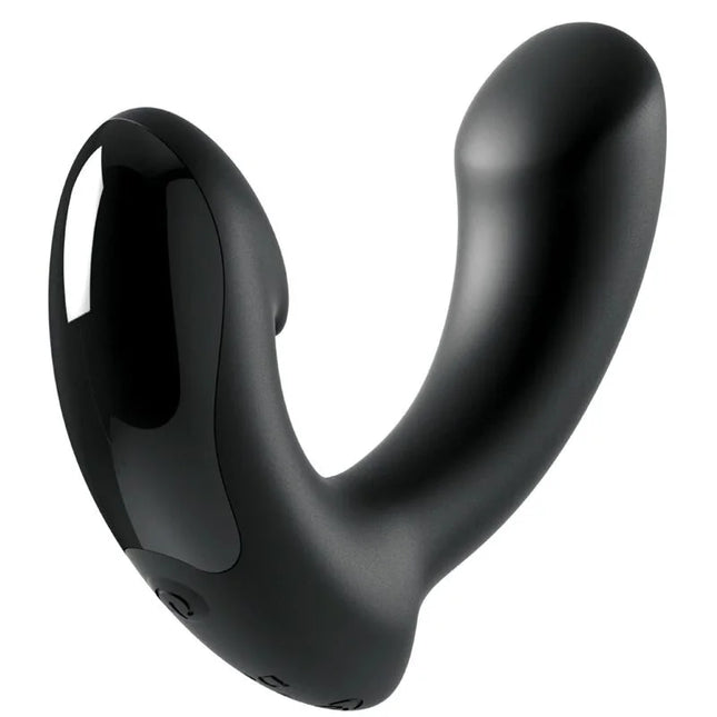 Sir richards p-punkt-prostatamassager aus schwarzem silikon mit glänzendem, ergonomischem design und glatten kurven