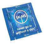 Skins condom natural bag 500 blaue verpackung mit glänzendem finish und weißem text
