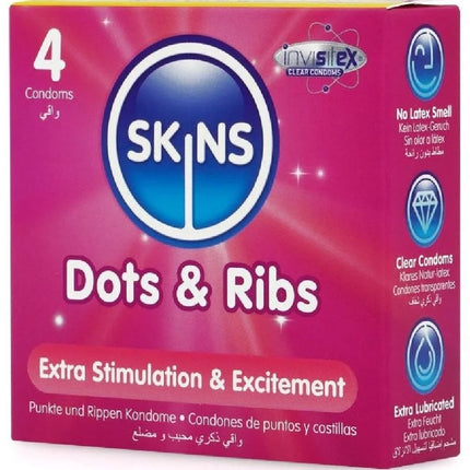 SKINS - DOTS & RIBS PREMIUM-KONDOME 4/8/16 STÜCK - Kondome