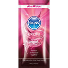 Skins excite wasserbasiertes gleitmittel mit reaquav8 technologie in pink und blau verpackung einzeldosis 5 ml