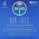 Blaues paket skins latexfreie non-latex superdünne premium kondome 4er-packung mit hautfreundlichem material