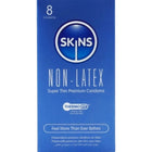 Blaues rechteckiges skins latexfreie kondoms paket mit 8 superdünnen non-latex premium kondomen