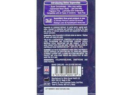 SKINS – SUPERSLIDE Silikonbasiertes Gleitmittel Einzeldosis 5 ml
