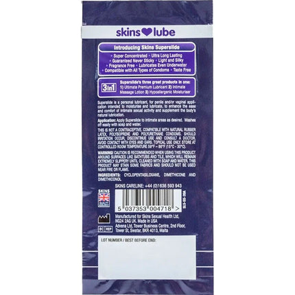 SKINS – SUPERSLIDE Silikonbasiertes Gleitmittel Einzeldosis 5 ml