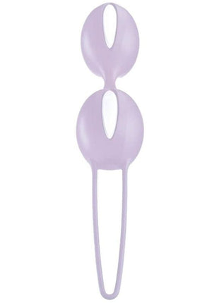 Smartballs duo becken bälle in weiss und pastell lila aus silikon mit glatten dual-kugeln und schlankem griff