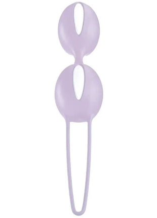 Smartballs duo becken bälle in weiss und pastell lila aus silikon mit glatten dual-kugeln und schlankem griff