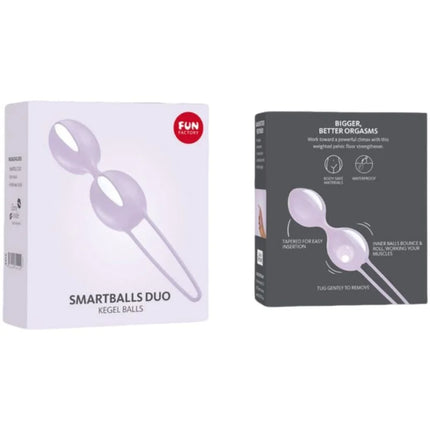 Lavendelfarbene silikon-smartballs duo kegel bälle in moderner weiß pastell lila verpackung