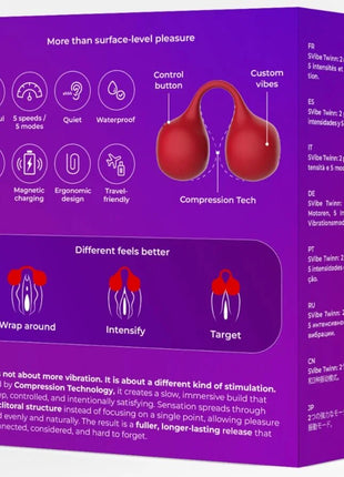 Roter silikon-snail vibe twinn cherry finger vibrator mit zwei gerundeten vibrierenden köpfen und verbindungsband