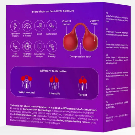 Roter silikon-snail vibe twinn cherry finger vibrator mit zwei gerundeten vibrierenden köpfen und verbindungsband