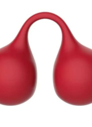 Snail vibe twinn cherry finger vibrator rotes glänzendes plastikgerät mit zwei kugeln und gebogenem griff