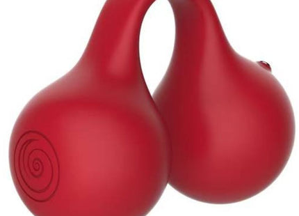 Roter glänzender kunststoff twin cherry finger vibrator snail vibe in doppelkalebassenform mit spirale gravur