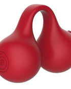 Roter glänzender kunststoff twin cherry finger vibrator snail vibe in doppelkalebassenform mit spirale gravur