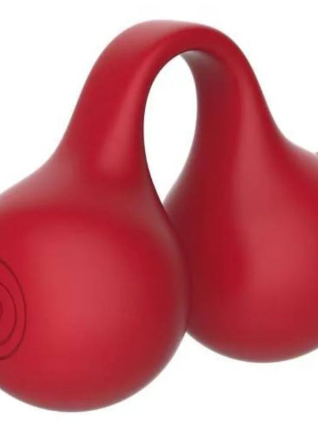 Roter glänzender kunststoff twin cherry finger vibrator snail vibe in doppelkalebassenform mit spirale gravur