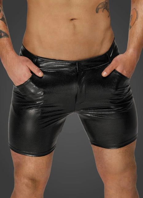 Snake wetlook Shorts H068 von Noir Handmade Alpha Collection - S / schwarz - Herren-Shorts